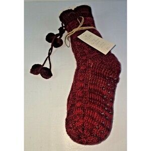 NWT Greenlabel Red Cable Knit Faux Sherpa Lined Slipper Socks Women's Size 6-10